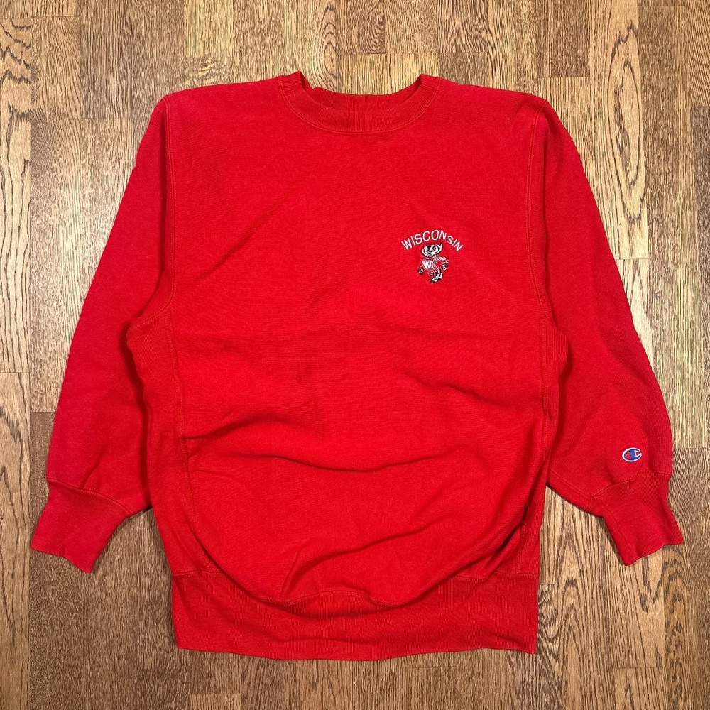 Vintage Champion University Wisconsin Badgers Reverse Weave Sweatshirt Mens XL